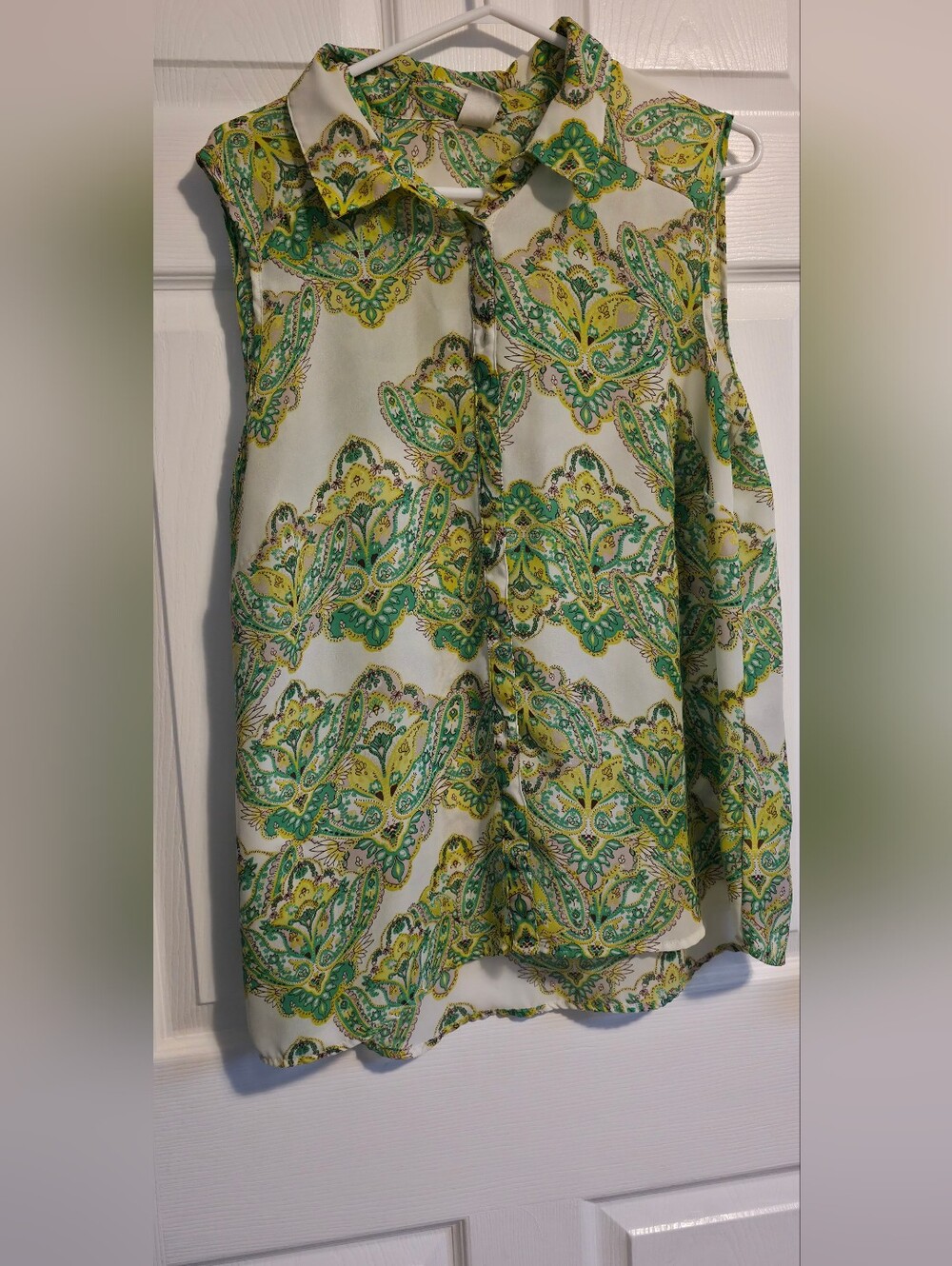 4/$25 Deal! Sash Women's Green & Yellow Paisley Blouse